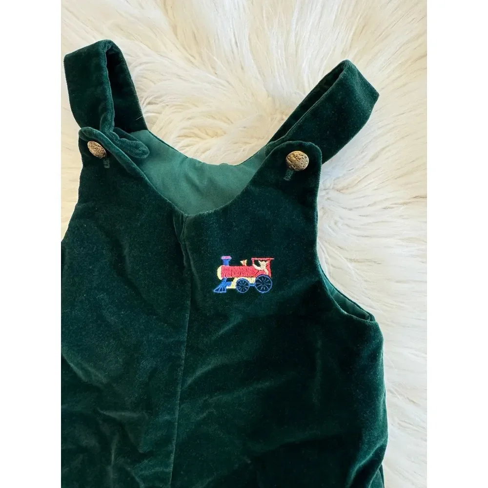 overalls 12month‎ hunter green velevety vintage